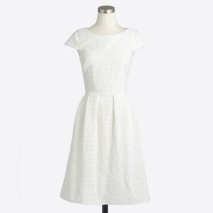 J.Crew White Eyelet Lace Fit & Flare Dress Size 4